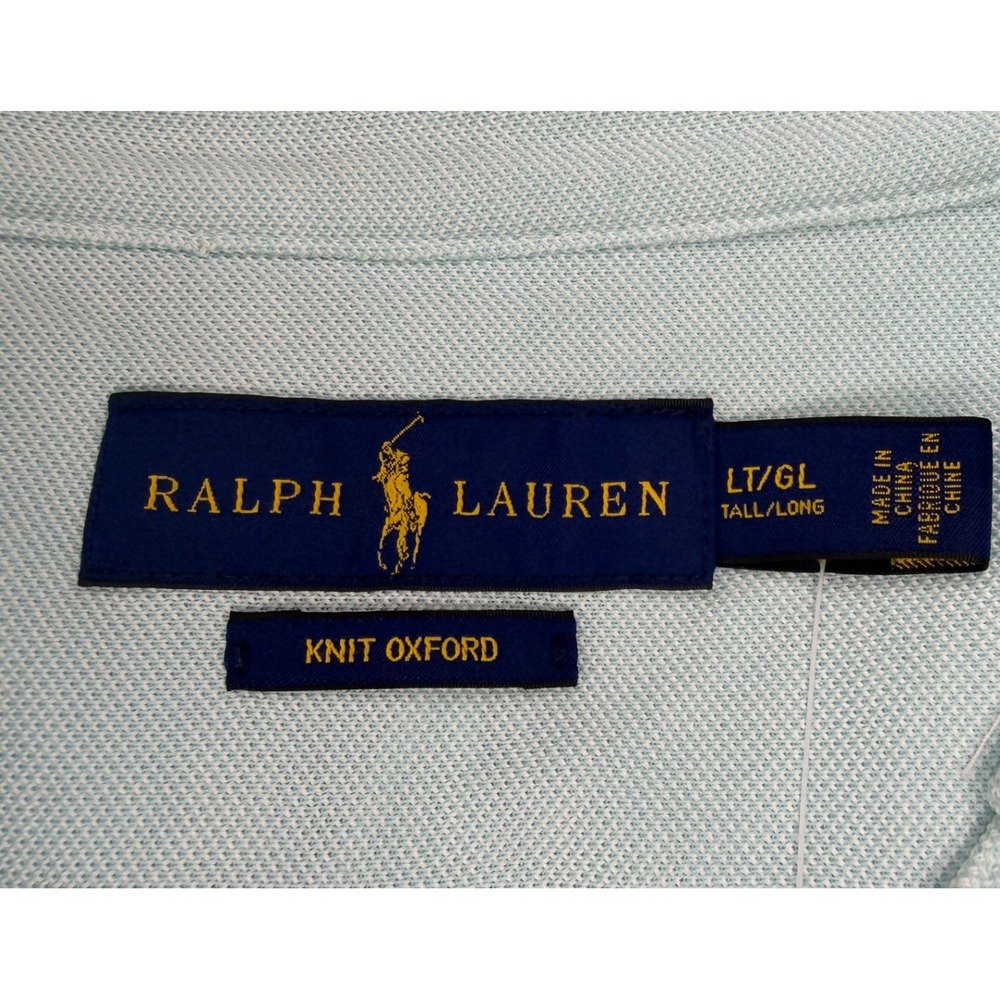 Ralph Lauren Polo Shirt Mens Large Tall Mint Green New Knit Oxford Short Sleeve - Picture 5 of 12